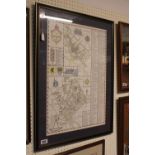 Framed Map of Huntingdon signed by T G Grey