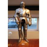 Unusual Handmade Suit of Armour mounted on wooden base. 69cm in Height