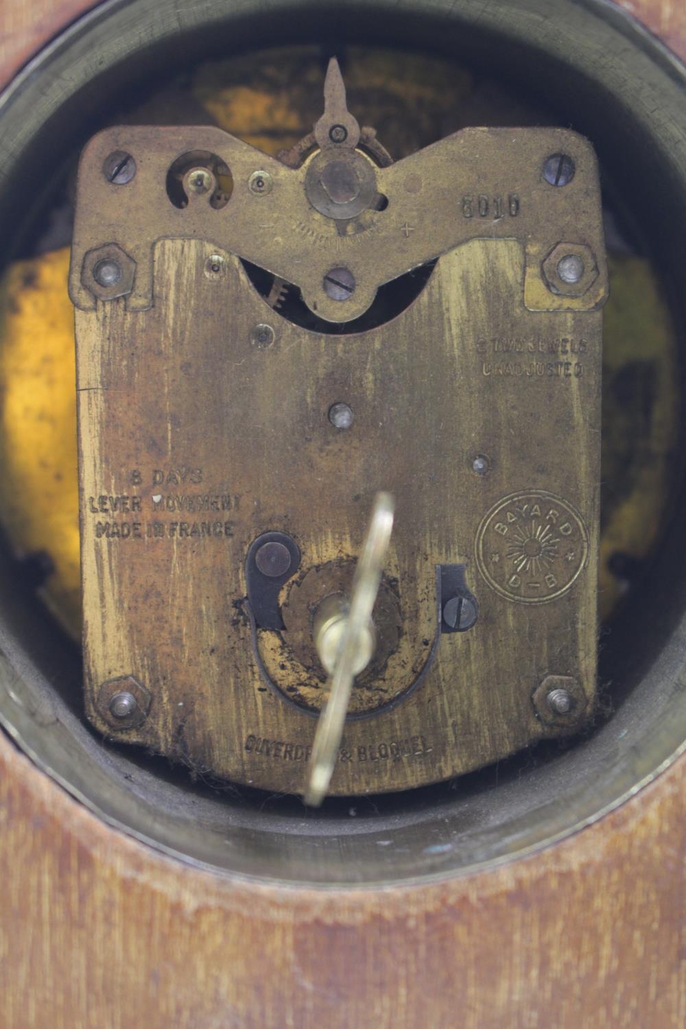 Edwardain Mahogany Inlaid domed 8 Day mantel clock - Image 2 of 2