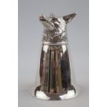 Italian Silver plated Stirrup Cup with Foxes head surmounted decoration 14cm in Height