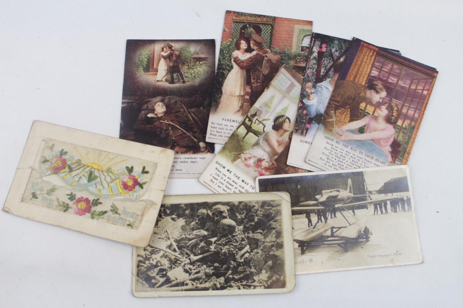 18thC Pewter Beaker, Treen lidded pot, Vintage Postcards and 2 lidded boxes - Image 3 of 3