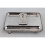 Rectangular Silver Inkstand by Kemp Brothers of London 1924 with Silver topped inkwell. 280g total