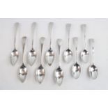 Set of 4 Georgian Silver Tea spoons by Samuel Atkins 1796 & 6 Silver Teaspoons by Cooper Brothers of