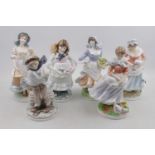 Set of 4 Royal Worcester Old Country Ways figurines and 2 other figurines