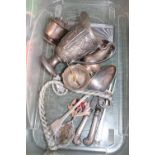 Collection of assorted Silver plated items and bygones inc. German Badge, Cigarette case etc