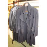 H Lotery & Co 1957 Size 8A Greatcoat and a Leather jacket
