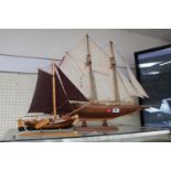 Blue Nose Scratch Built Sailing Ship and a Wooden scratch built fishing boat