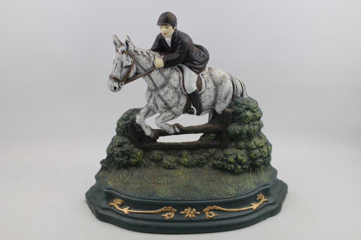 Cast iron door stop in the form of a Horse Rider 30cm in Height