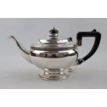 George V Silver Teapot of circular form with beaded rim by Ernst W Heywood Birmingham 1930 435g