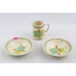 Clarice Cliff Honeydew Newport Pottery Cream Jug and 2 Fruit Bowls