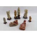 Collection of Chinese Carved Soapstone Buddhas and Wisemen