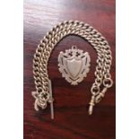 Edwardian Silver watch chain and Silver fob 66g total weight