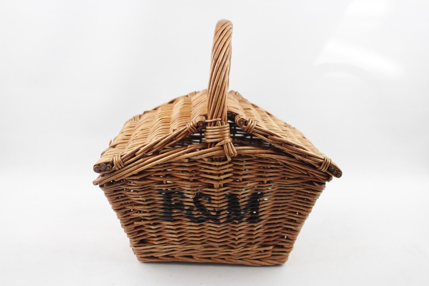 Fortnum and Masons branded small cane picnic basket