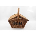 Fortnum and Masons branded small cane picnic basket