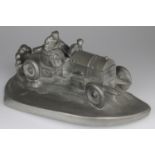 WILHELM ZWICK Racing Car Inkwell by Kayser of Germany. High quality cast resin pewter effect