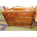 Georgian chest of 2 over 2 drawers with brass drop handles over bracket feet