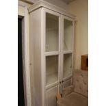 Large White glazed cabinet with cupboard base