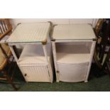 Lloyd loom woven bedside cabinet and another bedside cabinet