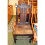 19thC Elm Country seat with carved back