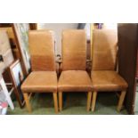Set of 6 Tan Leather Dining chairs