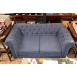 19thC Reupholstered Chesterfield drop end sofa