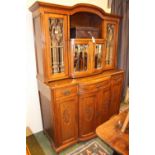 Edwardian glazed top dresser with bevelled glass over cupboard base