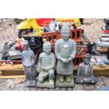 Collection of 4 Asian Design garden ornaments