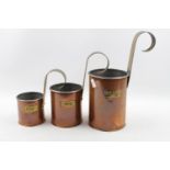 Set of 3 Copper Ale Measures 1/2 Pint to 2 Pints