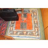 Small Wool Rug with figural and animal decoration 98 x 98cm