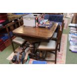 Oak 1950s Draw leaf table and 4 chairs