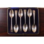 Cased set of Six Edwardian Silver bright cut Teaspoons London 1915 by Josiah Williams & Co 160g