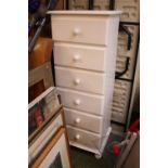 Tall painted chest of 6 drawers with turned handles