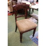 Set of 3 Victorian Mahogany curved back dining chairs on turned and carved supports