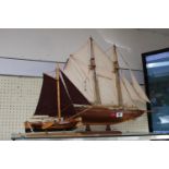 Blue Nose Scratch Built Sailing Ship and a Wooden scratch built fishing boat