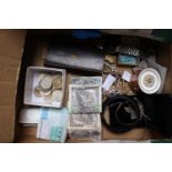 Collection of assorted Jewellery and bygones inc. Brass button polishing baton, Bank notes etc