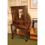 Oak 2 tier trolley and a nest of coffee tables