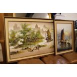 2 Asian Framed Acrylic on canvas paintings