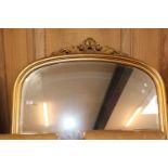 Gilt framed Over mantel mirror with scallop topped decoration