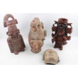Collection of 4 Terracotta figures of South American influence
