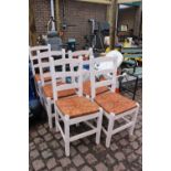 Set of 5 rush seated chairs