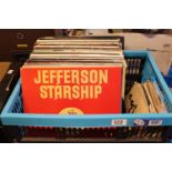 Box of assorted Vinyl Records and Singles Jefferson Starship, Boib Dylan etc