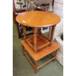 Circular Oak coffee table and a 20thC Square table