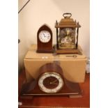 Boxed Schatz mantel clock with original receipts and 2 other clocks