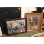 Oak framed print of Pilchard Fishing & Framed Photographic print of a Man with rifle C.1900