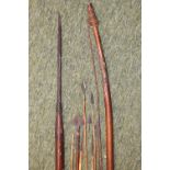 Ethnographic African Bow with arrows and a Fishing Spear