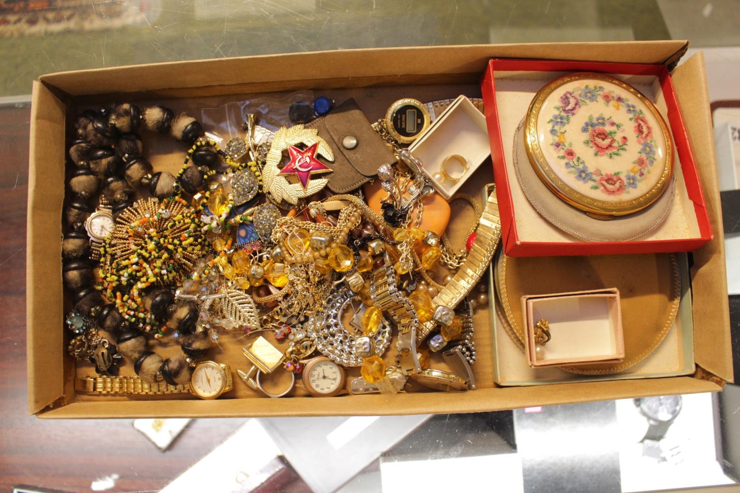 Large collection of assorted Costume jewellery inc Compacts