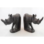 Pair of Large Reconstituted Granite Rhino bookends unsigned. 24cm in Height