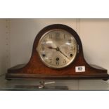 Oak Cased mantel clock with numeral dial and key