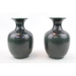 Lovatt Langley Leadless glaze Pair of green glazed vases