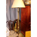 Gilt carved standard lamp with shade